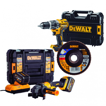 DEWALT CPROF402 KIT AMOLADORA + DISCS LAMINES + TALADRE PERCUTOR